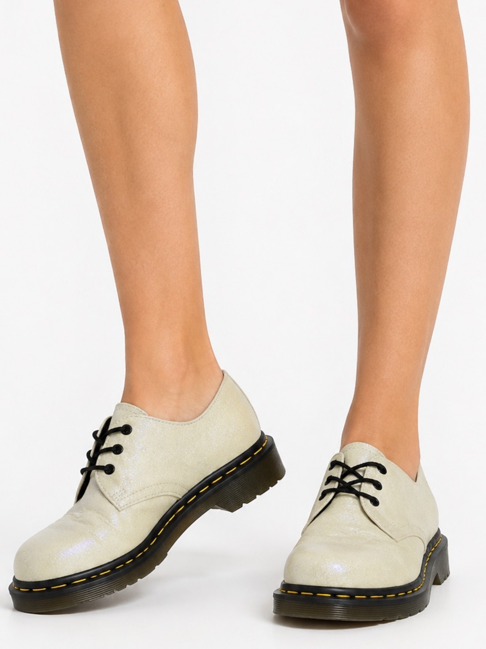 Dr. Martens 1461 Glitter Leather Oxfords Ivory Shimmer Shoes US 7